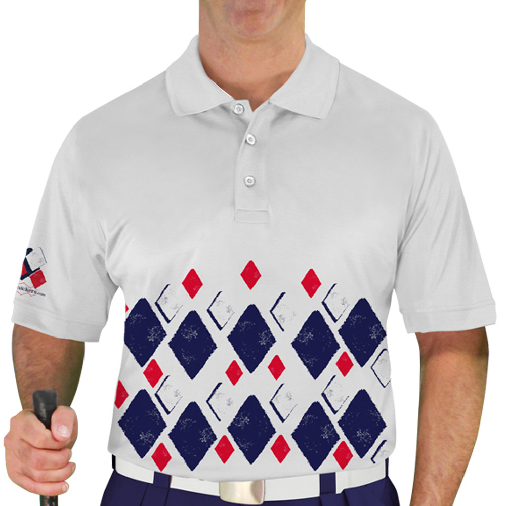 Mens Argyle Arcadia Golf Shirt - KKKK: Navy/Red/White