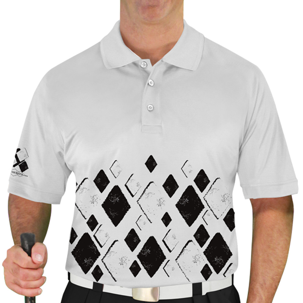 Mens Argyle Arcadia Golf Shirt - L: Black/White