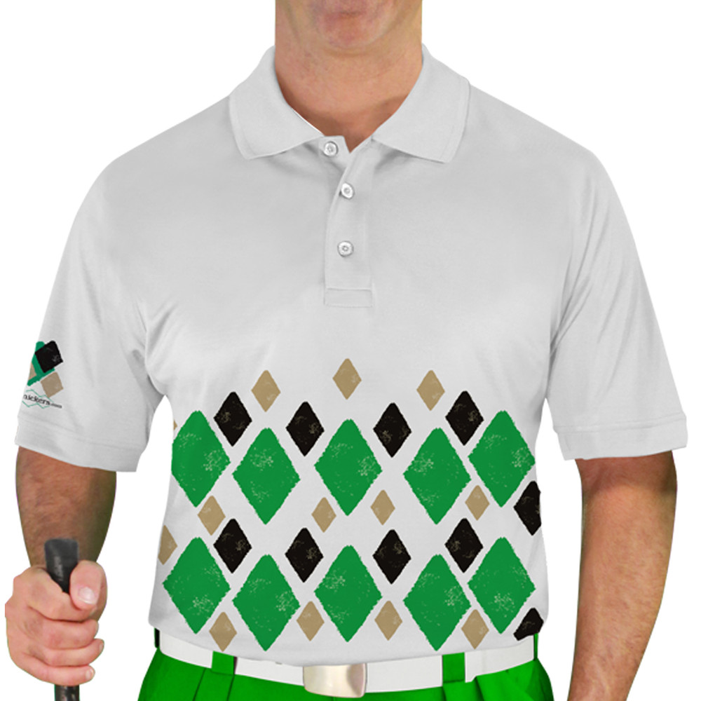Mens Argyle Arcadia Golf Shirt - MMM: Lime/Khaki/Black