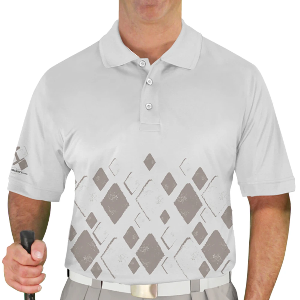 Mens Argyle Arcadia Golf Shirt - N: Taupe/White