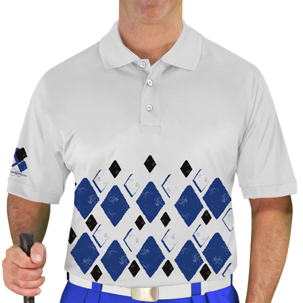 Mens Argyle Arcadia Golf Shirt - QQ: Royal/Black/White