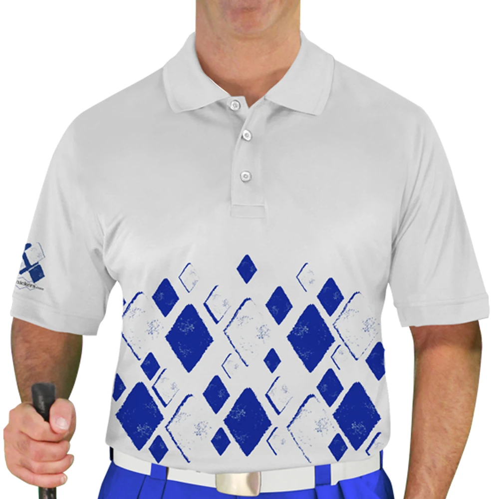 Mens Argyle Arcadia Golf Shirt - R: Royal/White