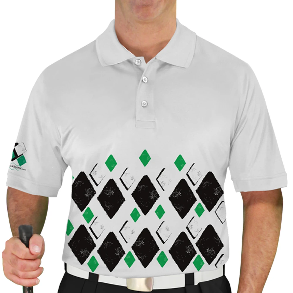 Mens Argyle Arcadia Golf Shirt - RRR: Black/Lime/White