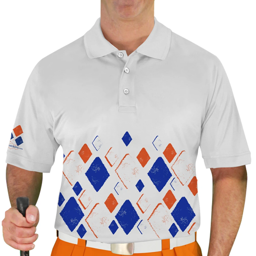 Mens Argyle Arcadia Golf Shirt - RRRR: White/Royal/Orange