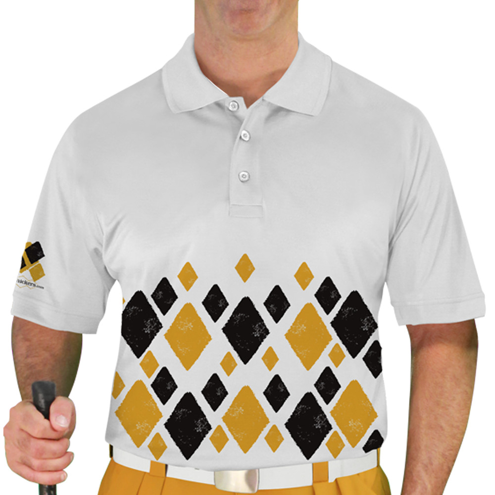 Mens Argyle Arcadia Golf Shirt - SS: Gold/Black