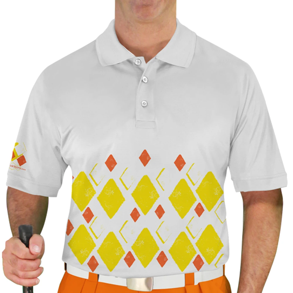 Mens Argyle Arcadia Golf Shirt - TTT: Yellow/Orange/White