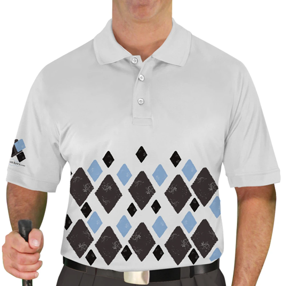 Mens Argyle Arcadia Golf Shirt - VVVV: Charcoal/Black/Light Blue