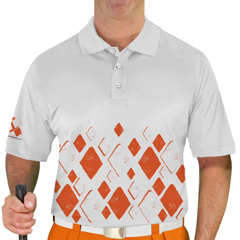 Mens Argyle Arcadia Golf Shirt - X: Orange/White
