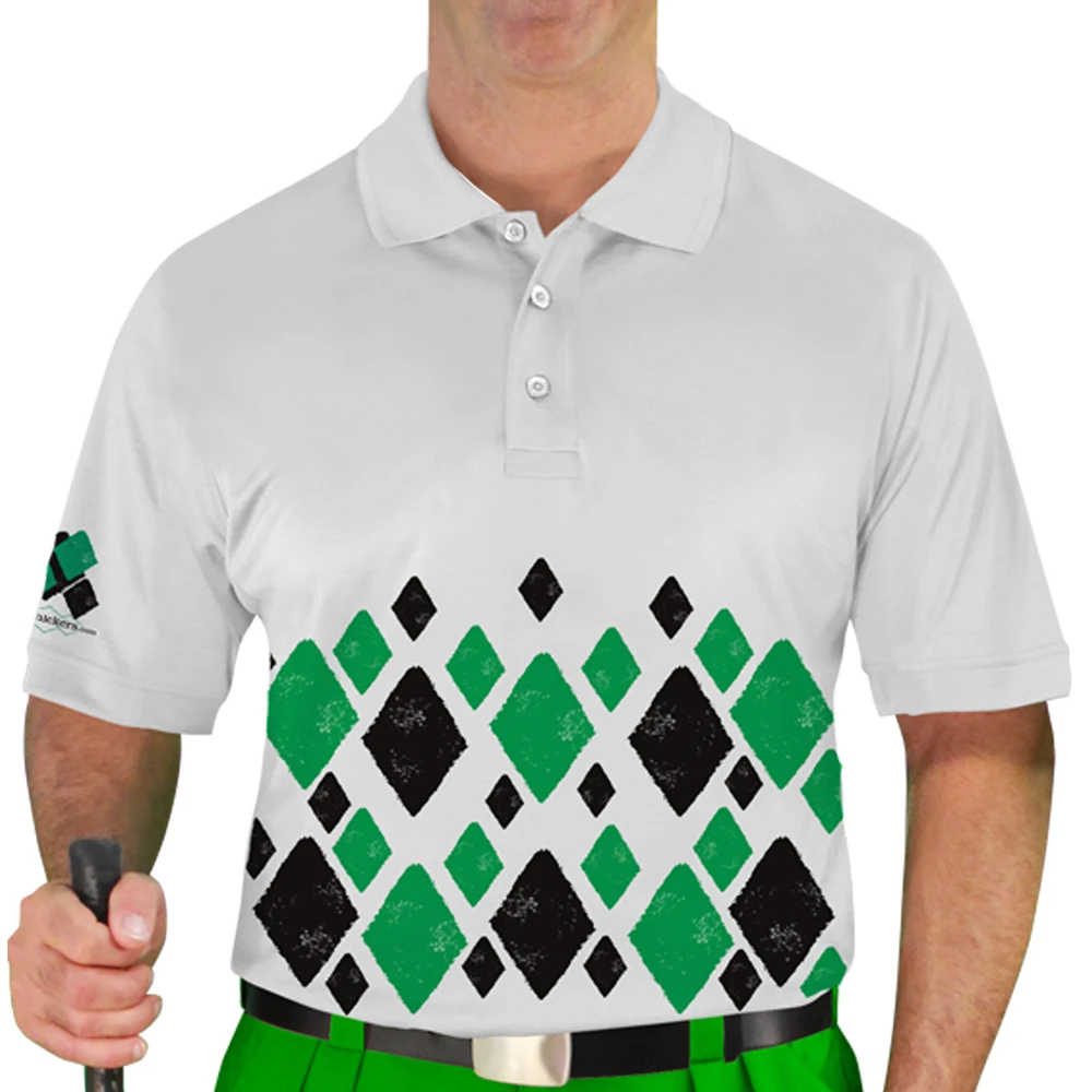 Mens Argyle Arcadia Golf Shirt - XX: Black/Lime