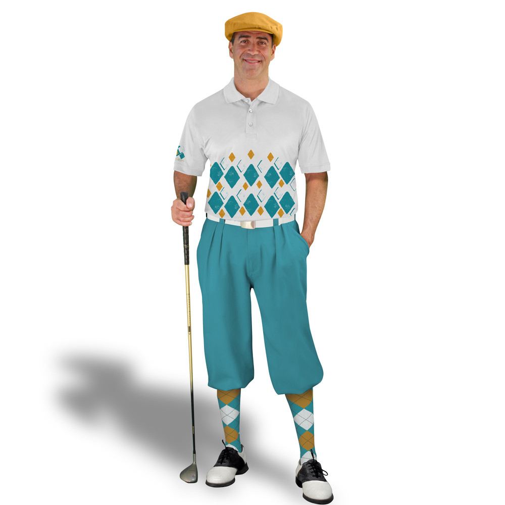 Golf Knickers Argyle Arcadia Outfit 5G - Teal/Bronze/White