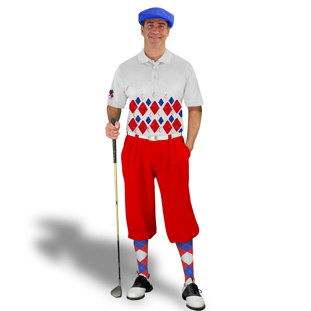 Golf Knickers Argyle Arcadia Outfit 5K - Red/White/Royal
