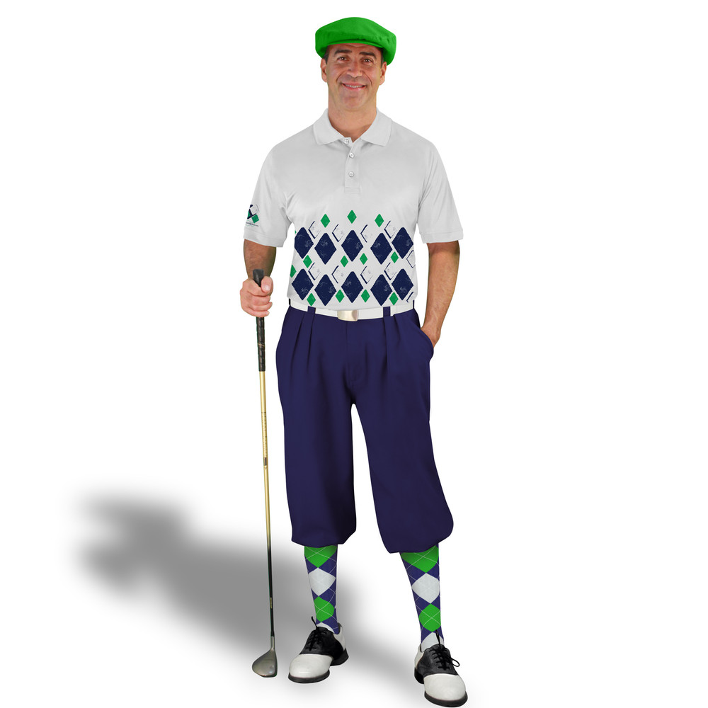 Golf Knickers Argyle Arcadia Outfit 5N - Navy/Lime/White