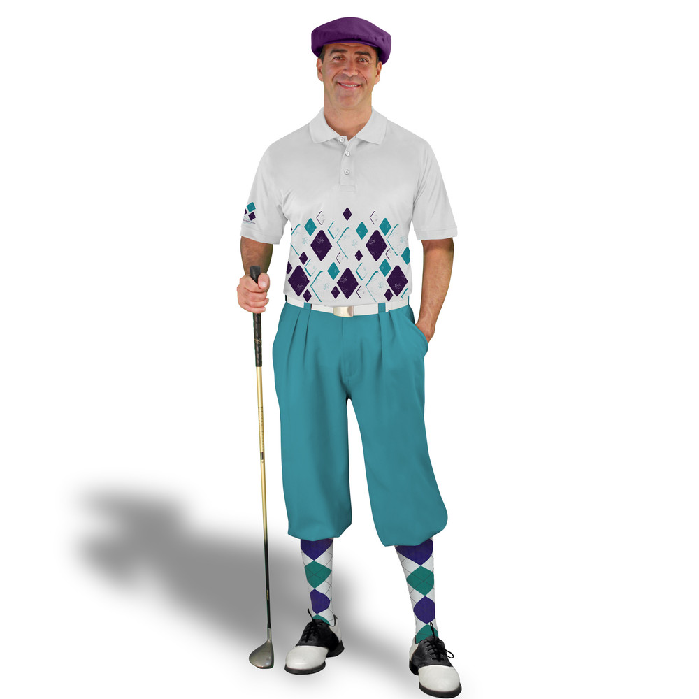 Golf Knickers Argyle Arcadia Outfit 6J - White/Purple/Teal
