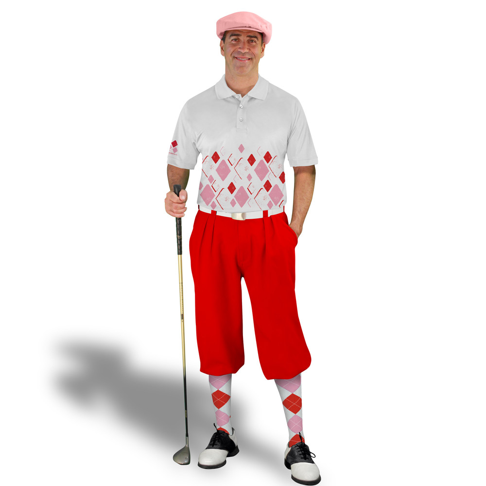 Golf Knickers Argyle Arcadia Outfit 6Q - White/Pink/Red