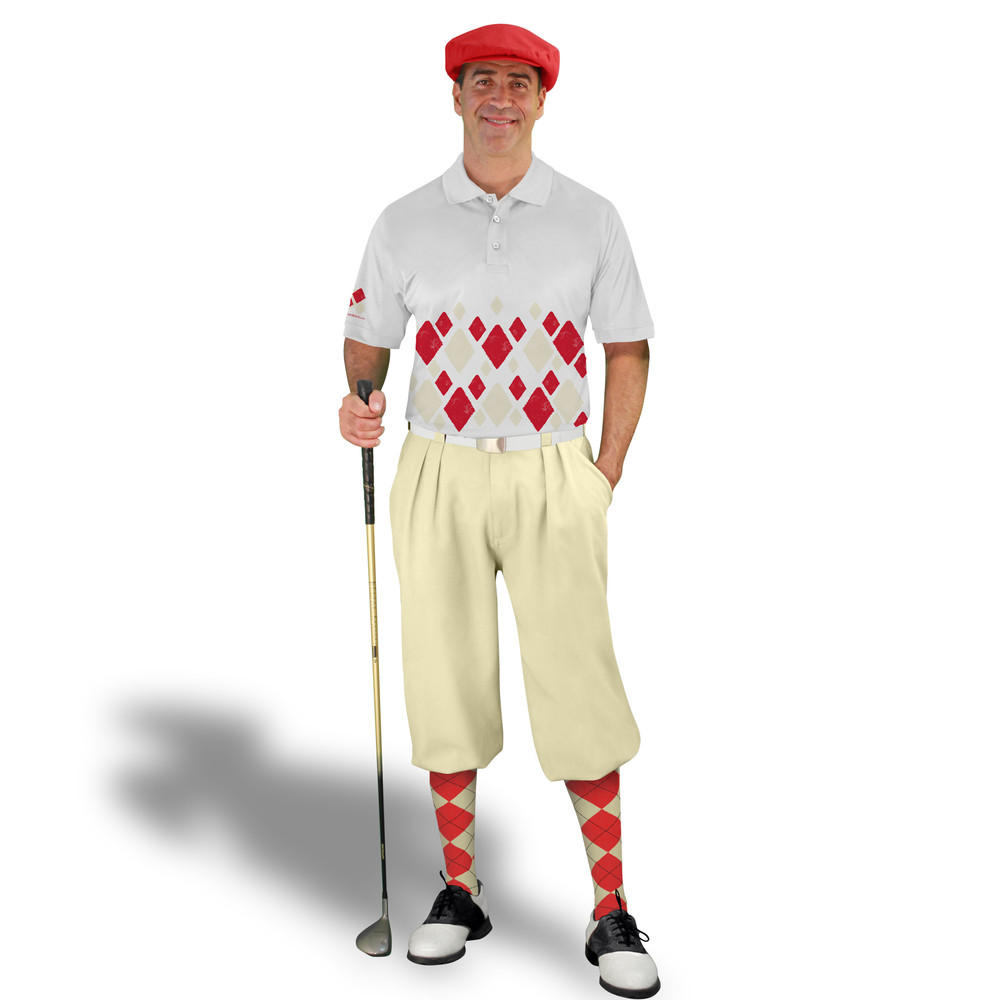 Golf Knickers Argyle Arcadia Outfit DDD - Natural/Red