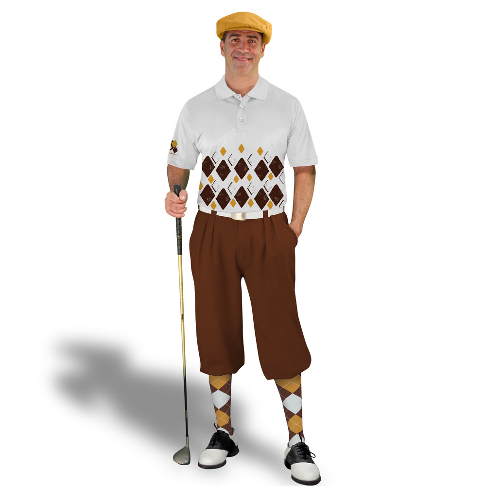 Golf Knickers Argyle Arcadia Outfit EEEE - Brown/Gold/White