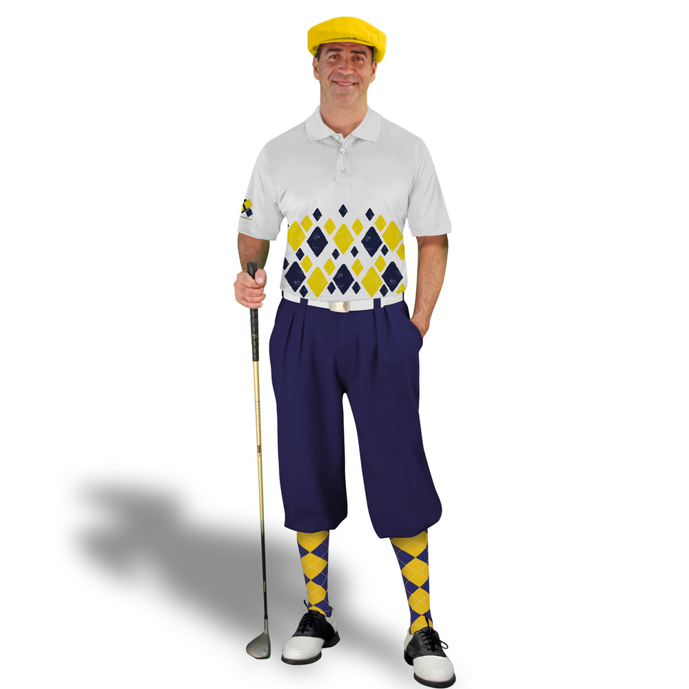 Golf Knickers Argyle Arcadia Outfit F - Navy/Yellow