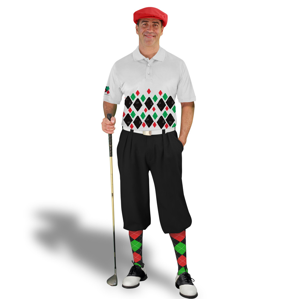 Golf Knickers Argyle Arcadia Outfit G - Black/Red/Lime