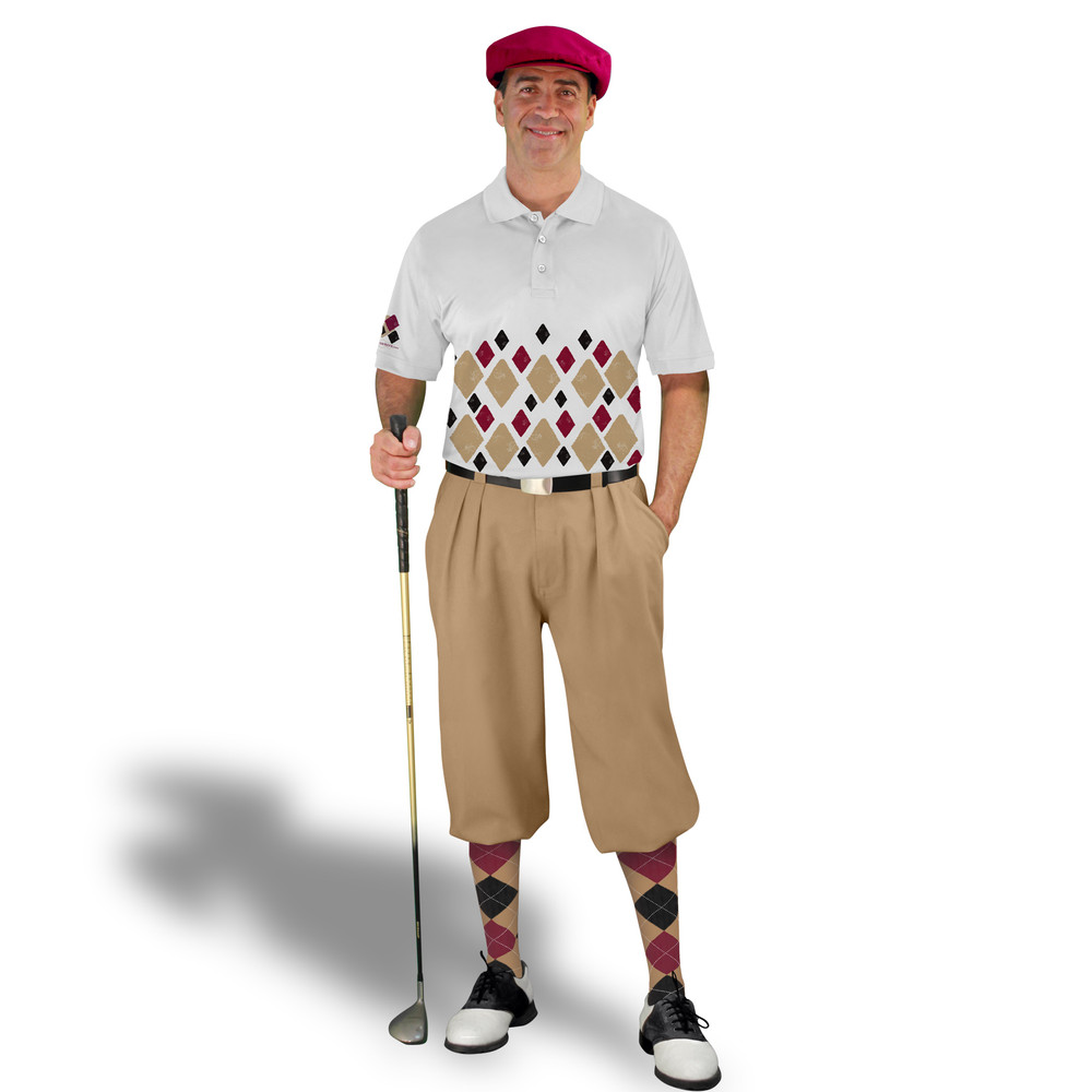 Golf Knickers Argyle Arcadia Outfit HHH - Khaki/Black/Maroon