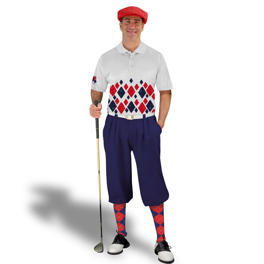 Golf Knickers Argyle Arcadia Outfit NN - Navy/Red