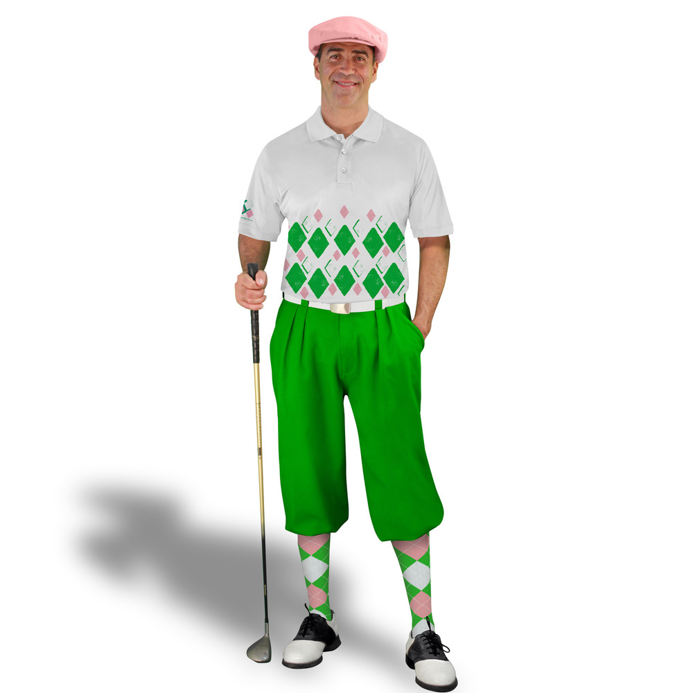 Golf Knickers Argyle Arcadia Outfit NNN - Lime/Pink/White