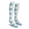 Youth Over the Calf Argyle Socks Light Blue and White