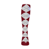 Youth Over the Calf Argyle Sock Maroon and White 360 View