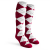 Youth Over the Calf Argyle Socks Maroon and White