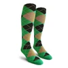 Mens Over the Calf Argyle Socks Lime, Khaki and Black