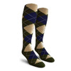 Ladies Over the Calf Argyle Socks Olive, Navy and Khaki