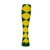 Mens Over the Calf Argyle Sock Dark Green and Yellow 360 View