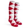 Youth Over the Calf Argyle Socks Red and White
