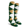 Youth Over the Calf Argyle Socks Dark Green, Khaki and White