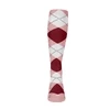 Youth Over the Calf Argyle Sock Pink, Maroon and White 360 View