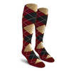 Mens Over the Calf Argyle Socks Maroon, Black and Khaki