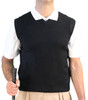 Mens Argyle Sweater Vest Solid Black with White Shirt