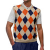 Argyle Sweater Vest - Mens Khaki/Orange/Navy