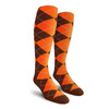 Ladies Over the Calf Argyle Socks Brown and Orange