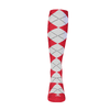 Mens Over the Calf Argyle Sock Red and White 360 View