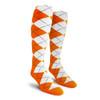 Mens Over the Calf Argyle Socks Orange and White Mens Over the Calf Argyle Socks Orange and White