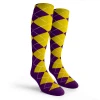 Argyle Socks - Mens Over-the-Calf - JJ: Purple/Yellow