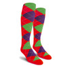 Youth Over the Calf Argyle Socks Red, Purple and Lime