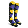 Ladies Over the Calf Argyle Socks Black, Royal Blue and Yellow