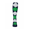 Ladies Over the Calf Argyle Sock Navy, Lime Green and White 360 View