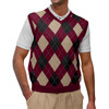 Argyle Sweater Vest - Mens Maroon/Khaki/Black