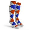 Mens Over the Calf Argyle Sock White, Royal Blue
