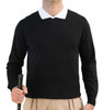 Mens Long Sleeve Sweater Solid Black with White Shirt