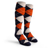 Argyle Socks - Mens Over-the-Calf - LLLL: Navy/Orange/White
