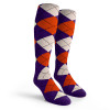 Argyle Socks - Mens Over-the-Calf - LL: Purple/Orange/White