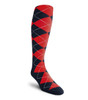 Mens Over the Calf Argyle Sock Navy Blue and Red